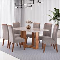 Conjunto Sala de Jantar Mesa Berlim com Tampo de Vidro e 6 Cadeiras Safira Viero