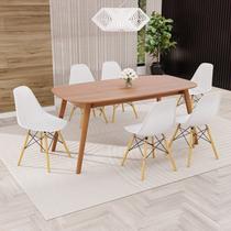 Conjunto Sala de Jantar Mesa Ceci com 6 Cadeiras Eames Espresso Móveis Bege/Marrom/Branco