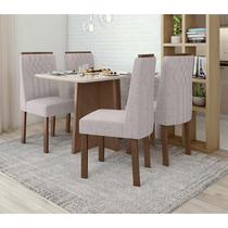 Conjunto Sala de Jantar Mesa Celebrare 120 Com 4 Cadeiras Exclusive Lopas Imbuia Clean/Off White/Linho Rustico
