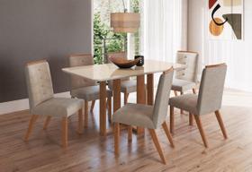 Conjunto Sala de Jantar Mesa Chelsea com 6 Cadeiras Charlotte Canela/Off White/Creme Espresso Móveis