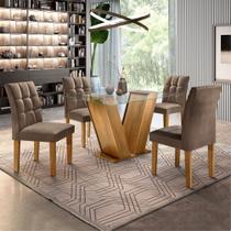 Conjunto Sala de Jantar Mesa Classic Tampo de Vidro 4 Cadeiras Vitória Conjunto Sala de Jantar Mesa Classic Tampo de Vidro 4 Cadeiras Vitória
