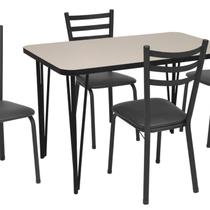 Conjunto Sala de Jantar Mesa com 4 Cadeiras Antonia Preto/Nude Conjunto Sala de Jantar Mesa com 4 Cadeiras Antonia Preto/Nude