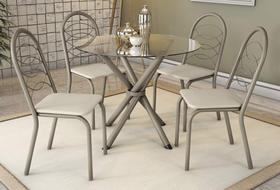 Conjunto Sala de Jantar Mesa com 4 Cadeiras Estofadas 683 Kappesberg Crome