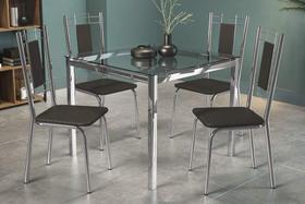 Conjunto Sala de Jantar Mesa com 4 Cadeiras Estofadas Cromado 051 Kappesberg Crome