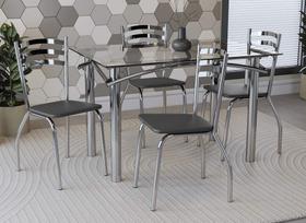 Conjunto Sala de Jantar Mesa com 4 Cadeiras Estofadas Cromado 095 Kappesberg Crome