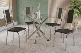 Conjunto Sala de Jantar Mesa com 4 Cadeiras Estofadas Cromado 794 Kappesberg Crome Conjunto Sala de Jantar Mesa com 4 Cadeiras Estofadas Cromado 794 Kappesberg Crome