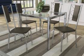 Conjunto Sala de Jantar Mesa com 4 Cadeiras Estofadas Cromado 795 Kappesberg Crome