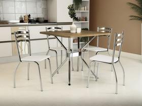 Conjunto Sala de Jantar Mesa com 4 Cadeiras Estofadas Cromado 885 Kappesberg Crome