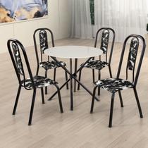 Conjunto Sala de Jantar Mesa com 4 Cadeiras Fortaleza Preto/Branco Conjunto Sala de Jantar Mesa com 4 Cadeiras Fortaleza Preto/Branco
