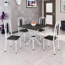 Conjunto Sala de Jantar Mesa com 4 Cadeiras Lívia Preto/Branco Conjunto Sala de Jantar Mesa com 4 Cadeiras Lívia Preto/Branco