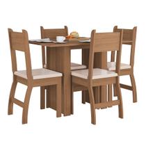 Conjunto Sala de Jantar Mesa com 4 Cadeiras Milano Poliman Carvalho/Savana - Poliman Móveis