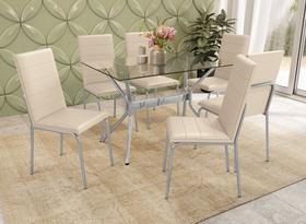 Conjunto Sala de Jantar Mesa com 6 Cadeiras Estofadas Cromado 790 Kappesberg Crome