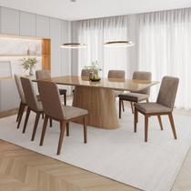 Conjunto Sala de Jantar Mesa com Tampo 100% MDF Marrom/Nature/Corano Caramelo/Cacao Conjunto Sala de Jantar Mesa com Tampo 100% MDF Marrom/Nature/Corano Caramelo/Cacao