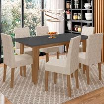 Conjunto Sala de Jantar Mesa com Tampo Chanfrado Liz 6 Cadeiras Estofadas Jade Poliman