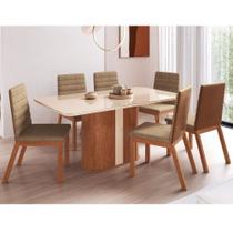 Conjunto Sala de Jantar Mesa com Tampo de Vidro 160cm e 6 Cadeiras em Madeira Maciça 165/05 Zamarchi