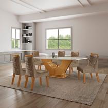 Conjunto Sala de Jantar Mesa com Tampo de Vidro 6 Cadeiras Atena Conjunto Sala de Jantar Mesa com Tampo de Vidro 6 Cadeiras Atena