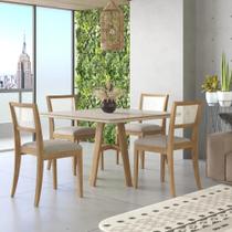 Conjunto Sala de Jantar Mesa com Vidro e 4 Cadeiras Ônix Tradição Móveis