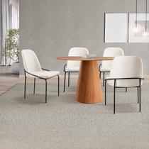 Conjunto Sala de Jantar Mesa Cone Redonda 4 Cadeiras Maya Bege e Marrom Conjunto Sala de Jantar Mesa Cone Redonda 4 Cadeiras Maya Bege e Marrom