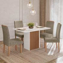 Conjunto Sala de Jantar Mesa Cris Piccola 136cm e 4 Cadeiras Veludo Elegance Sonetto