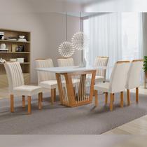 Conjunto Sala de Jantar Mesa Cuenca Tampo Vidro/MDF com 6 Cadeiras Arizona - Cel Móveis