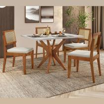 Conjunto Sala de Jantar Mesa Donna com 4 Cadeiras Rainha Nesher Madeira Maciça Mel Off White Conjunto Sala de Jantar Mesa Donna com 4 Cadeiras Rainha Nesher Madeira Maciça Mel Off White