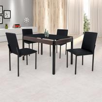 Conjunto Sala de Jantar Mesa Dubai 120x75cm Tampo Vidro com 4 Cadeiras