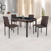 Conjunto Sala de Jantar Mesa Dubai 120x75cm Tampo Vidro com 4 Cadeiras
