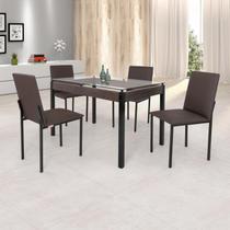 Conjunto Sala de Jantar Mesa Dubai 120x75cm Tampo Vidro com 4 Cadeiras