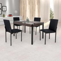 Conjunto Sala de Jantar Mesa Dubai 120x75cm Tampo Vidro com 4 Cadeiras Preto/Linho Conjunto Sala de Jantar Mesa Dubai 120x75cm Tampo Vidro com 4 Cadeiras Preto/Linho