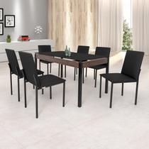 Conjunto Sala de Jantar Mesa Dubai 140x80cm Tampo Vidro com 6 Cadeiras Conjunto Sala de Jantar Mesa Dubai 140x80cm Tampo Vidro com 6 Cadeiras