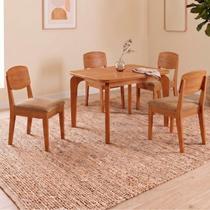 Conjunto Sala de Jantar Mesa Dublin Canto Copo de MDF e 4 Cadeiras Cleo Yescasa Conjunto Sala de Jantar Mesa Dublin Canto Copo de MDF e 4 Cadeiras Cleo Yescasa