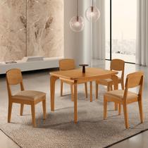 Conjunto Sala de Jantar Mesa Dublin Canto Copo de Mdf e 4 Cadeiras Cleo Yescasa