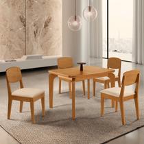 Conjunto Sala de Jantar Mesa Dublin Tampo em Mdf e 4 Cadeiras Cleo Yescasa