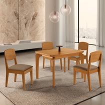 Conjunto Sala de Jantar Mesa Dublin Tampo em Mdf e 4 Cadeiras Cleo Yescasa