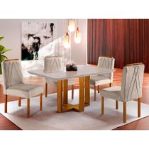 Conjunto Sala de Jantar Mesa e 4 Cadeiras Berlim Bege Móveis Mix - Móveis Mundial