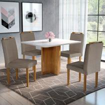 Conjunto Sala de Jantar Mesa e 4 Cadeiras Jade Móveis Mix - Móveis Mundial