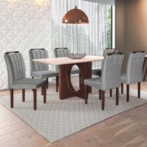 Conjunto Sala de Jantar Mesa e 6 Cadeiras Veludo Diamante - Móveis Mix