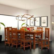 Conjunto Sala de Jantar Mesa e 8 Cadeiras Estofadas Madeira Maciça Castanho Refy Jm Móveis