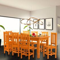 Conjunto Sala De Jantar Mesa E 8 Cadeiras Madeira Maciça 200 x 88 cm Marrom Sil Shop JM