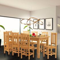 Conjunto Sala De Jantar Mesa E 8 Cadeiras Madeira Maciça 200 x 88 cm Nogueira Sil Shop JM