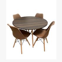 Conjunto Sala de Jantar Mesa Eames Dsw Redonda 70cm com 4 Cadeiras Eames Dsw