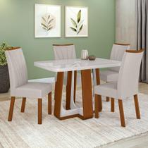 Conjunto Sala de Jantar Mesa Easy Pop 120x80cm Tampo MDF 40mm com 4 Cadeiras Confort Linho Mosaico Cinza Frassino/Off White Conjunto Sala de Jantar Mesa Easy Pop 120x80cm Tampo MDF 40mm com 4 Cadeiras Confort Linho Mosaico Cinza Frassino/Off White