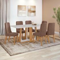 Conjunto Sala De Jantar Mesa Easy Tampo Vidro-mdf 6Cadeiras Conjunto Sala De Jantar Mesa Easy Tampo Vidro-mdf 6Cadeiras