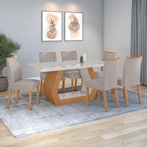 Conjunto Sala De Jantar Mesa Easy Tower 170x90cm Mdf/vidro Com 6 Cadeira Armoni Veludo Liso Capuccino Amendoa/off White Conjunto Sala De Jantar Mesa Easy Tower 170x90cm Mdf/vidro Com 6 Cadeira Armoni Veludo Liso Capuccino Amendoa/off White
