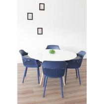 Conjunto Sala de Jantar Mesa Eiffel 120cm Tampo MDF com 4 Cadeiras Marcela Rivatti