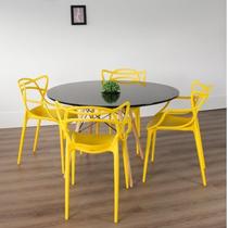 Conjunto Sala de Jantar Mesa Eiffel 120x75cm Tampo MDF com 4 Cadeiras Allegra