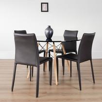 Conjunto Sala de Jantar Mesa Eiffel Redonda 120cm Tampo MDF com 4 Cadeiras Amanda Marrom Conjunto Sala de Jantar Mesa Eiffel Redonda 120cm Tampo MDF com 4 Cadeiras Amanda Marrom