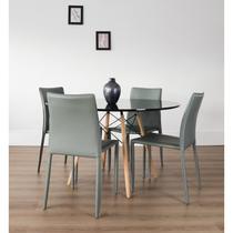 Conjunto Sala de Jantar Mesa Eiffel Redonda 120cm Tampo MDF com 4 Cadeiras Amanda Conjunto Sala de Jantar Mesa Eiffel Redonda 120cm Tampo MDF com 4 Cadeiras Amanda