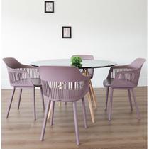Conjunto Sala de Jantar Mesa Eiffel Redonda 120cm Tampo MDF com 4 Cadeiras Marcela