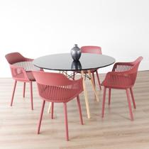 Conjunto Sala de Jantar Mesa Eiffel Redonda 120cm Tampo MDF com 4 Cadeiras Marcela